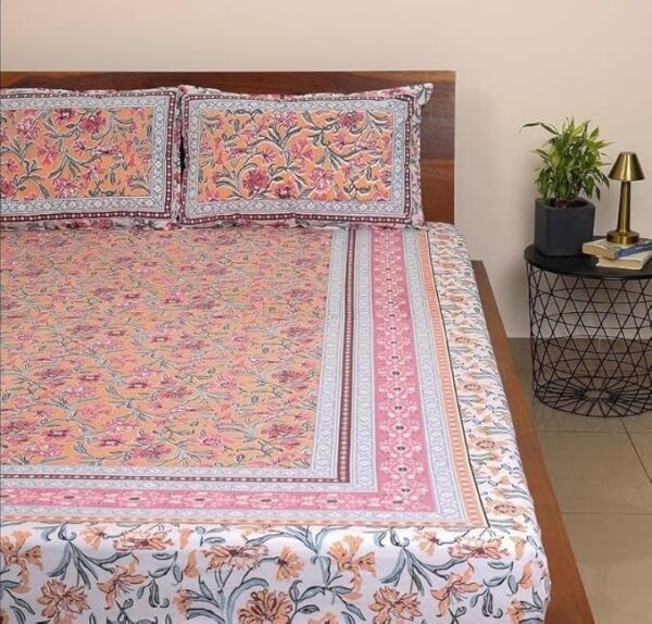 Peach Floral Bedsheet - Image 7