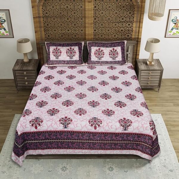 Floral Motif Pink Bedsheet