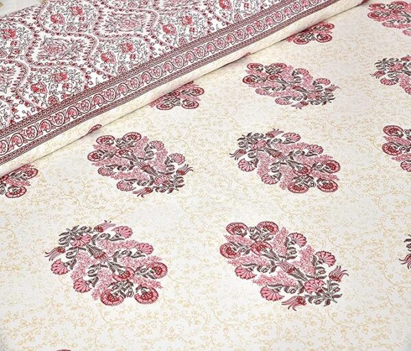 Ethnic Floral Yellow Pink Bedsheet - Image 5