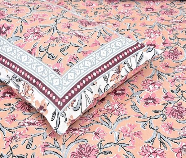 Peach Floral Bedsheet - Image 2