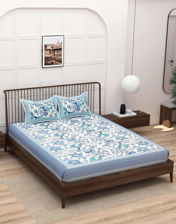 Blue Floral Bedsheet - Image 2