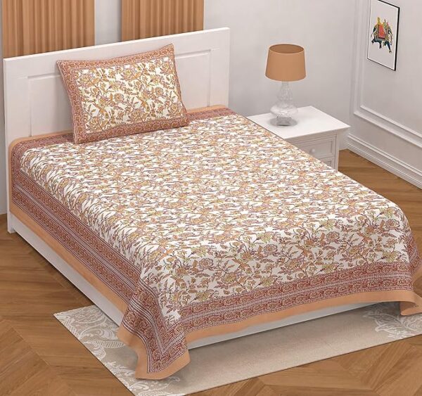 Peach Floral Bedsheet