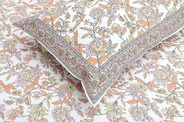 Peach Floral Bedsheet - Image 4