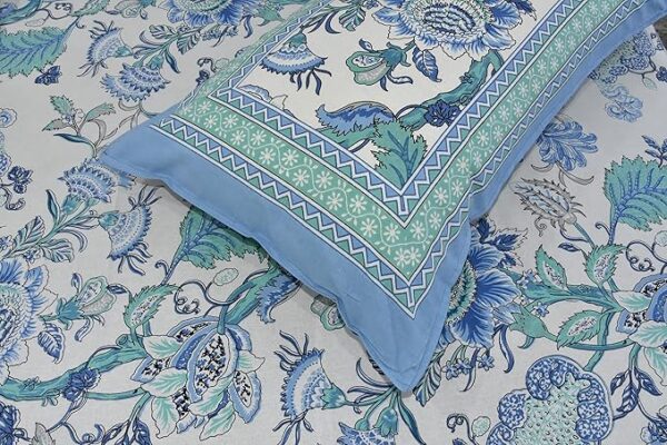 Blue Floral Bedsheet - Image 4