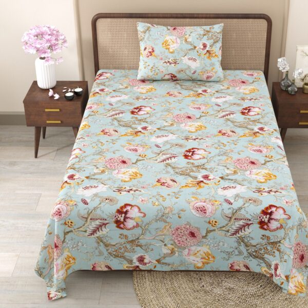 Floral Red Yellow Bedsheet - Image 3