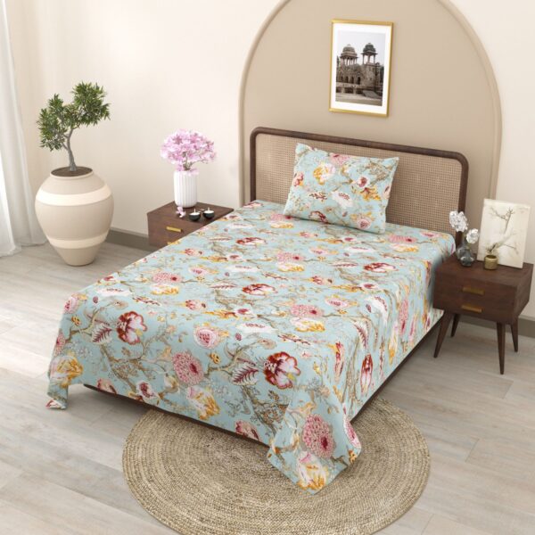 Floral Red Yellow Bedsheet - Image 2