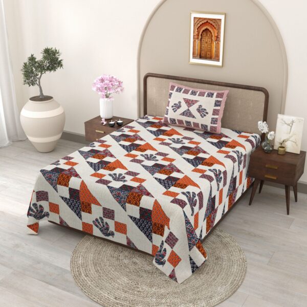 Elephant Red Blue Bedsheet