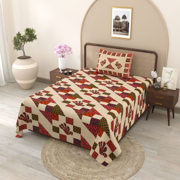 Elephant Red Green Bedsheet