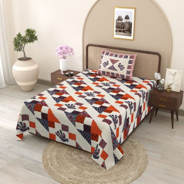 Elephant Red Blue Bedsheet - Image 3
