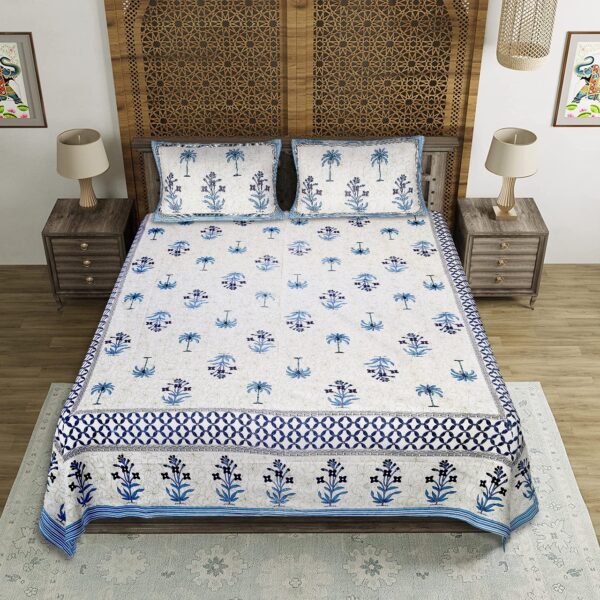 Blue Tree Motif Bedsheets